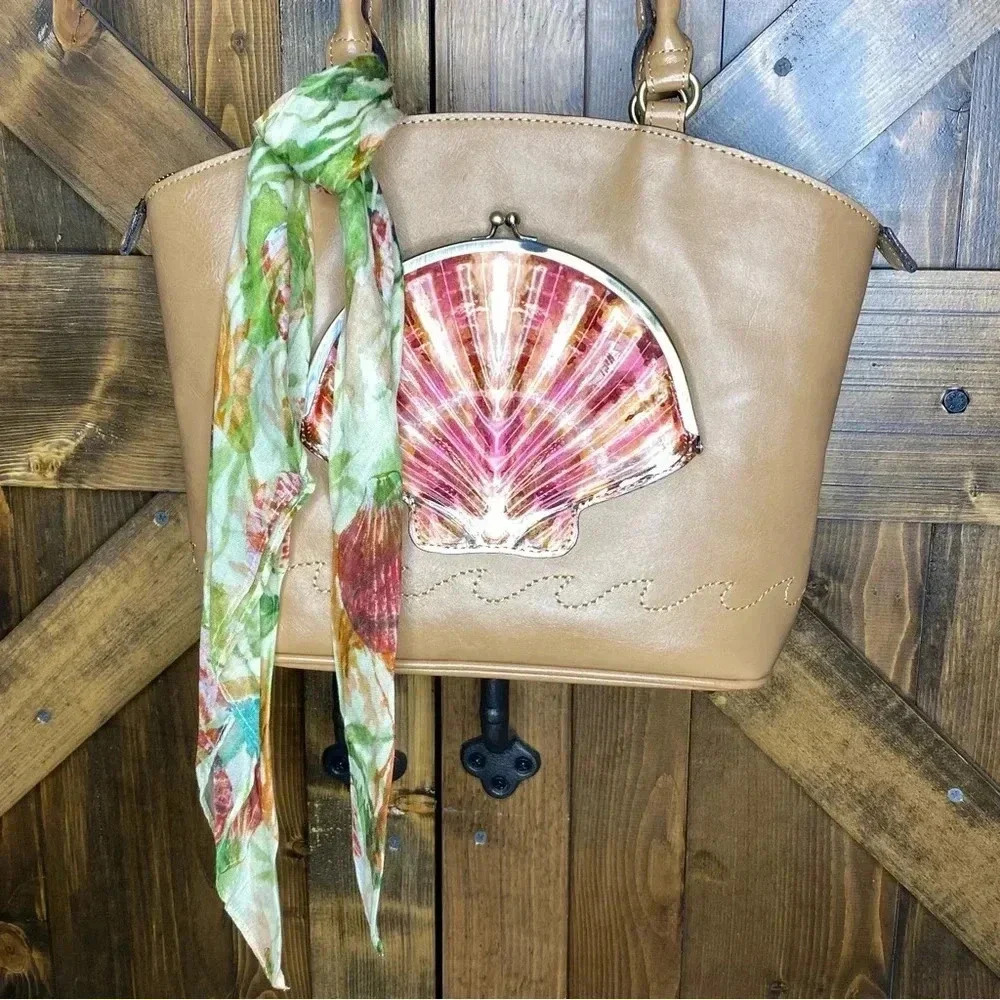 NEW Patricia Nash Zorita Seashell Scarf Satchel Bag - Picture 4 of 11